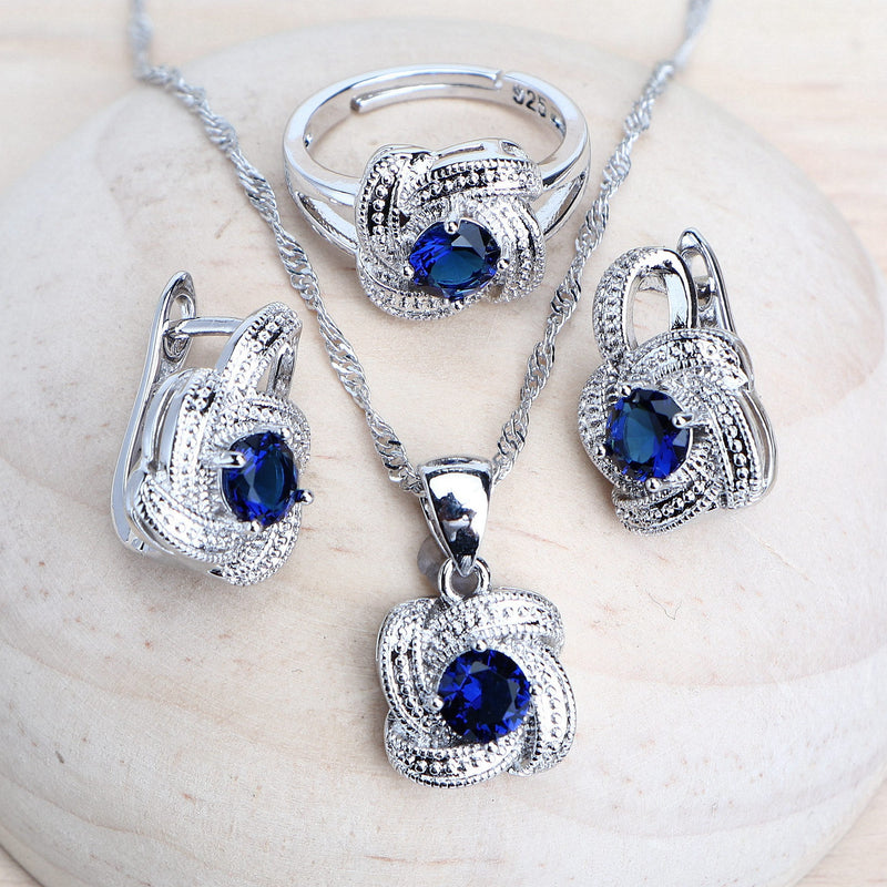 Jewelry Sets 925 Sterling Silver- Earrings Rings Bracelets Pendant Necklace