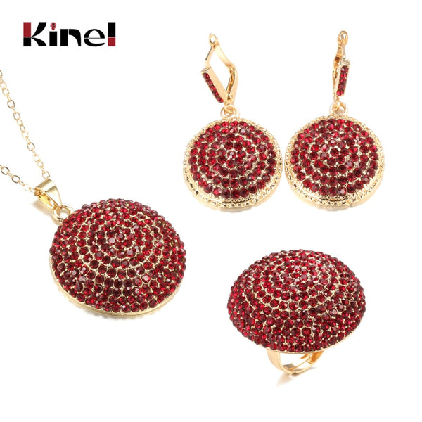 Jewelry Set - Gold Color and Red Crystal