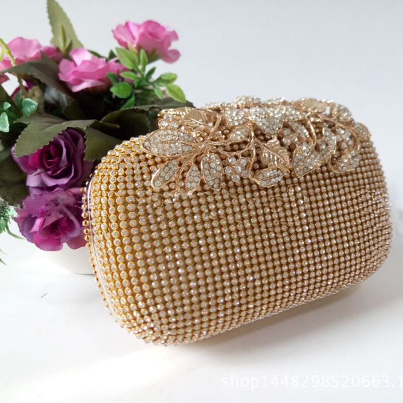 Floral Gold Rhinestone Clutch