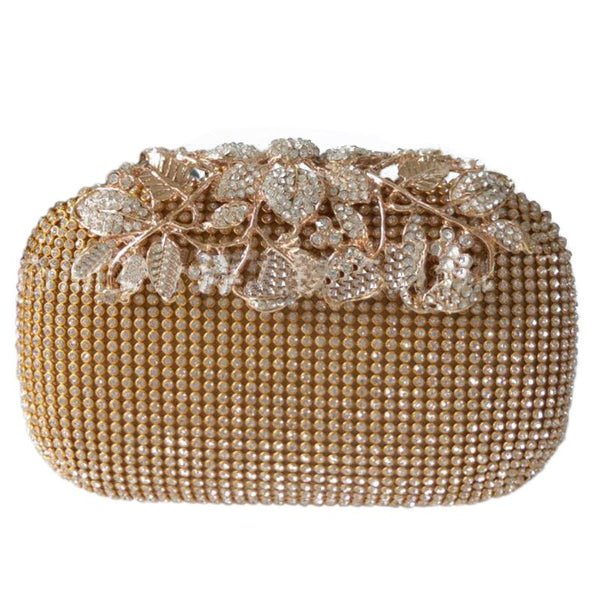 Floral Gold Rhinestone Clutch