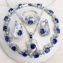 Jewelry Sets 925 Sterling Silver- Earrings Rings Bracelets Pendant Necklace